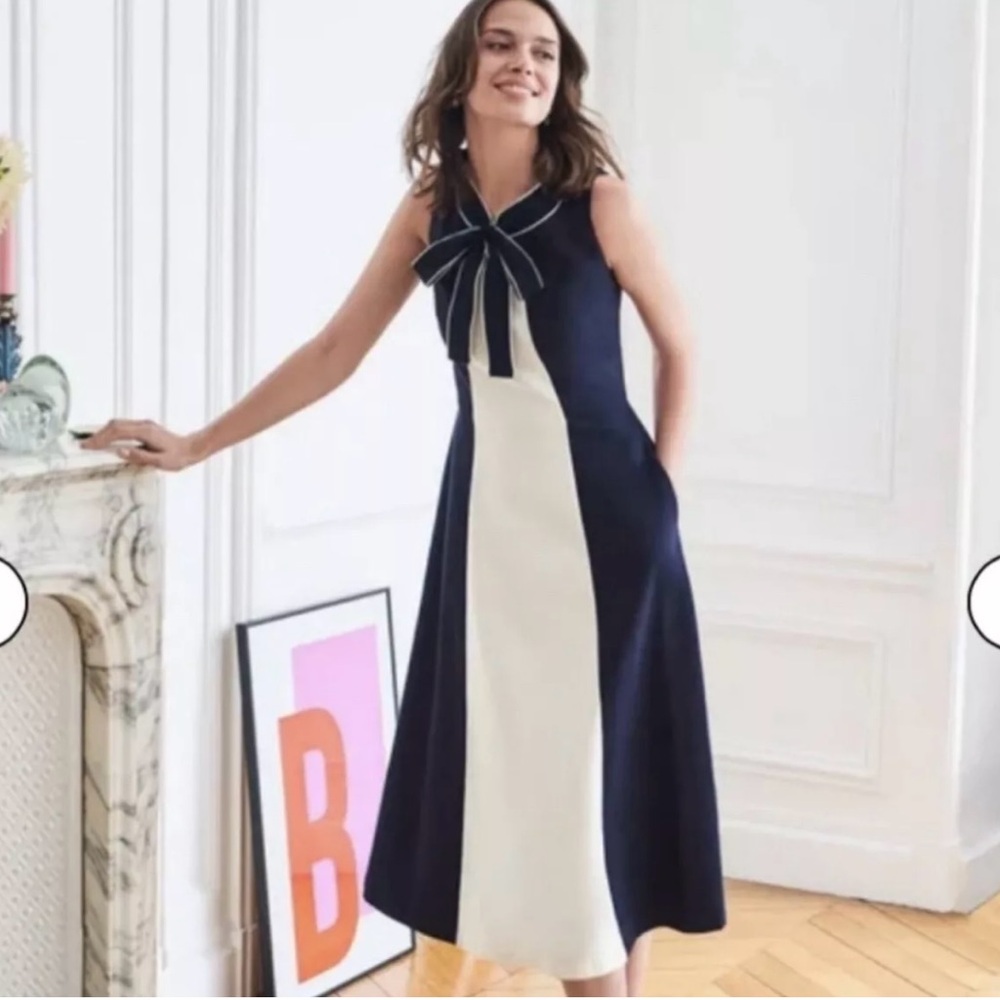 Boden Elise Ponte Neck Tie Dress